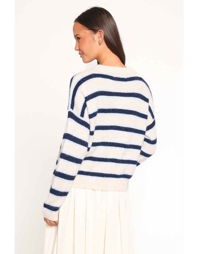 Petal & Pup - Renae Knit Sweater - White Blue Stripe