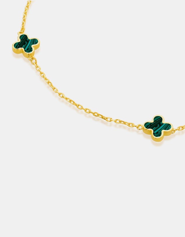 Zoe Olivia - 9K Gold Malachite Petal Bracelet