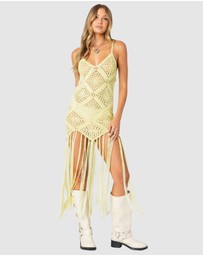 EDIKTED - Fringey Crochet Maxi Dress