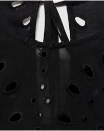 M.N.G - Blouse With Embroidered Eyelet Ruffles