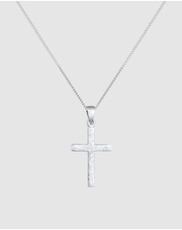 Elli Jewelry - Necklace Cross Pendant Modern Structured in 925 Sterling Silver