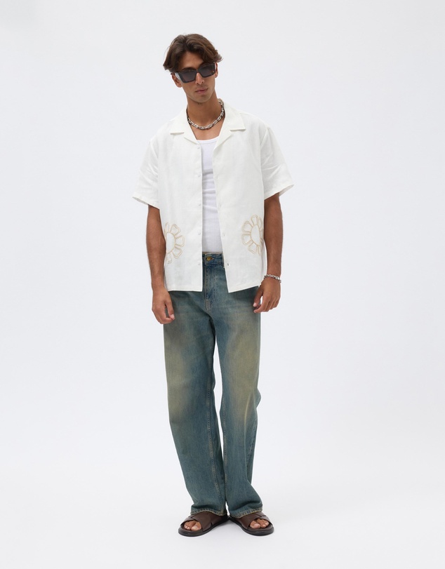 AERE - Embroidery Detail Linen Shirt