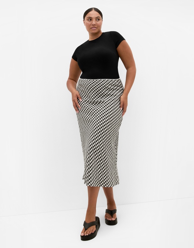 City Chic - Western Gingham Midi Skirt