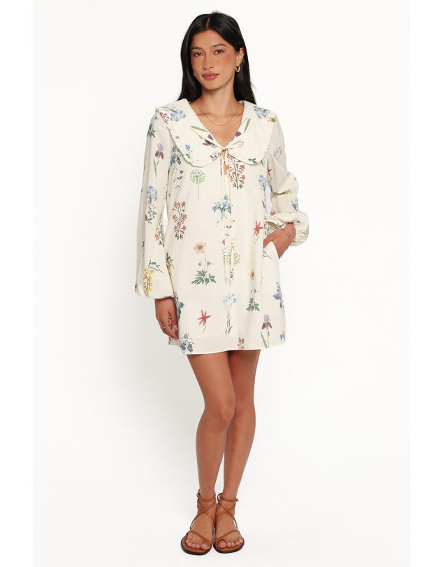 Petal & Pup - Tallyn Long Sleeve Mini Dress - Cream Floral