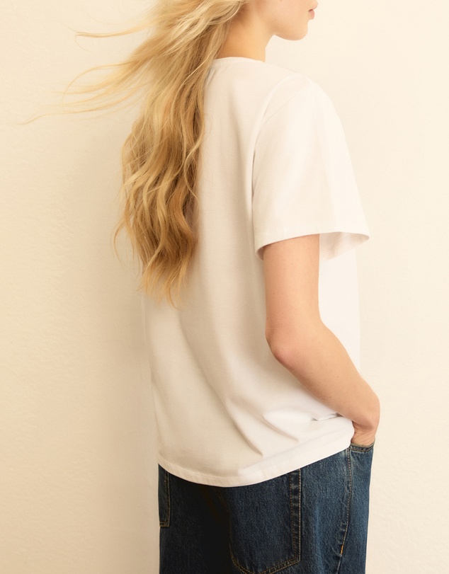 Emme - Wool White Graphic Cotton T-Shirt & Tote Set