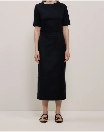 Trenery - Stretch Linen Blend Pencil Skirt in Black