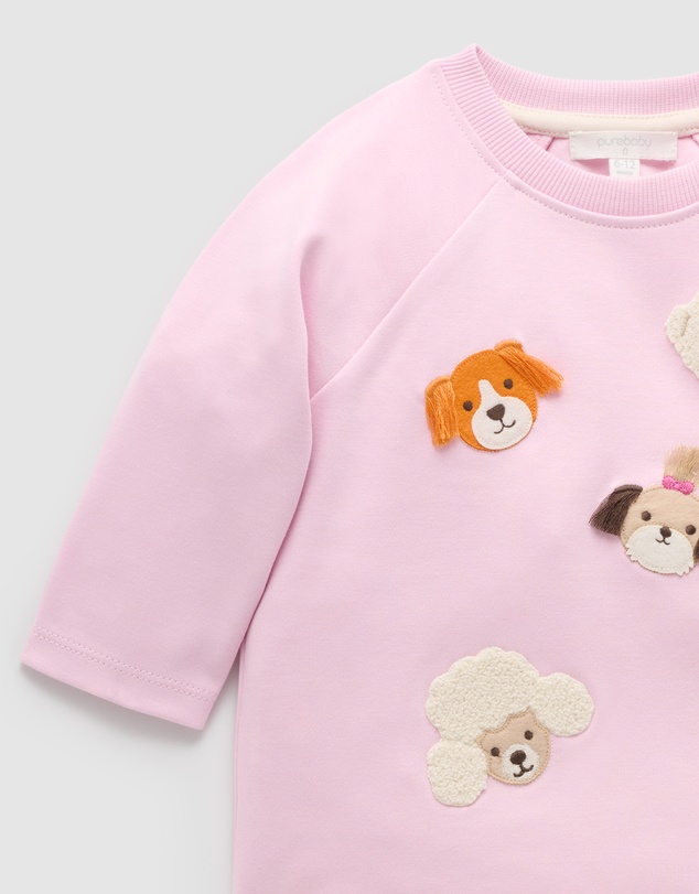 Purebaby - Sweet Pup Thick Long Sleeve Tee-Kids-Babies