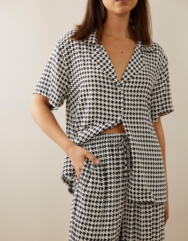 Atmos&Here - Ruby Houndstooth Long PJ Set