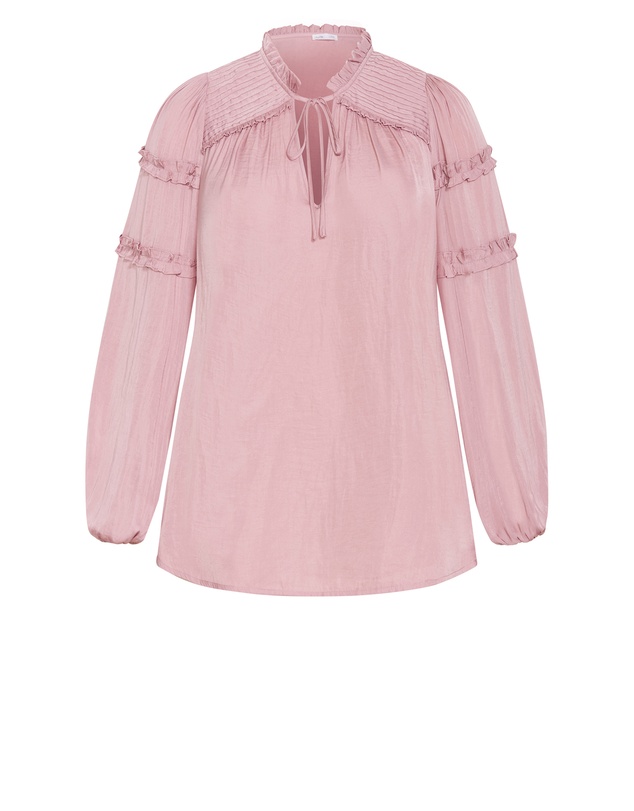 City Chic - Plus size Drama Queen Long Sleeve Shirt - dusty pink