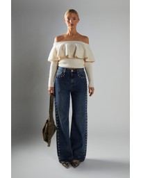 Glamorous - Wide-Leg Studded-Jeans