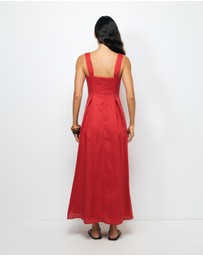 AERE - Inara Pleated Linen Midi Dress