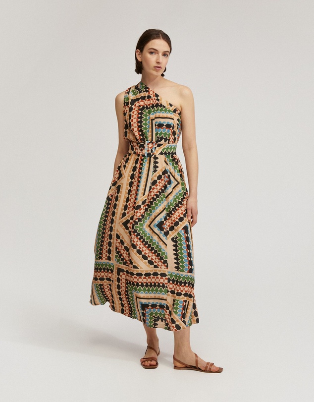 Oxford - Samina Printed One-Shoulder Dress