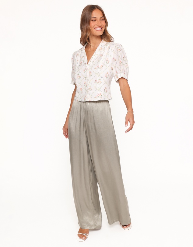 Petal & Pup - Steele Button Front Top - White Vintage Floral