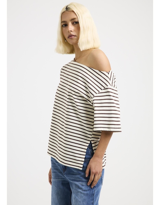 Subtitled - Amber Asymmetric Stripe Top