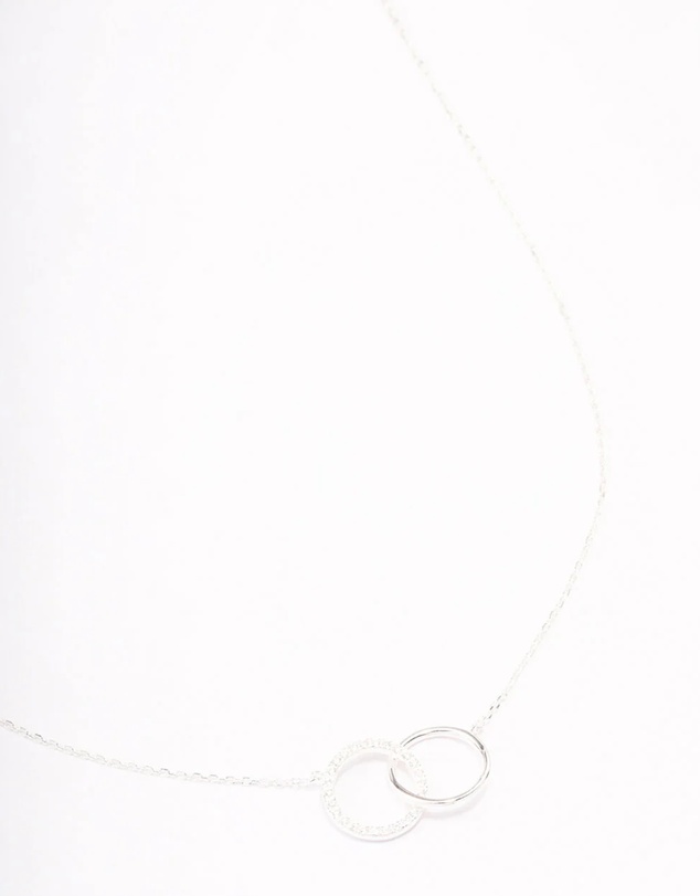 Lovisa - Sterling Silver Pave Link Hoop Pendant Necklace