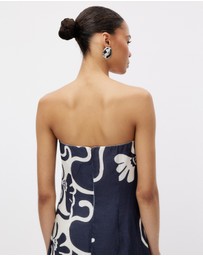 Minima Esenciales - Nivas Linen Empire Strapless Dress