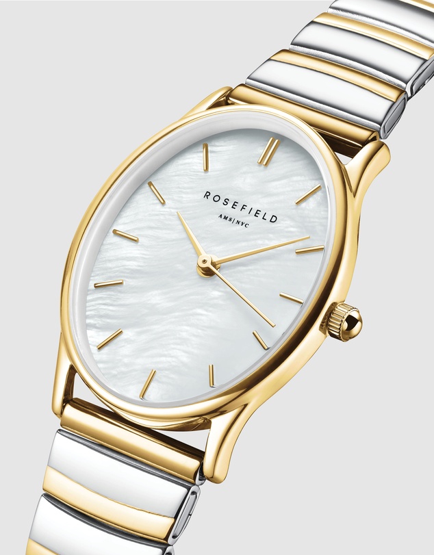 Rosefield - The Oval Two-Tone Half Moon Bracelet Watch