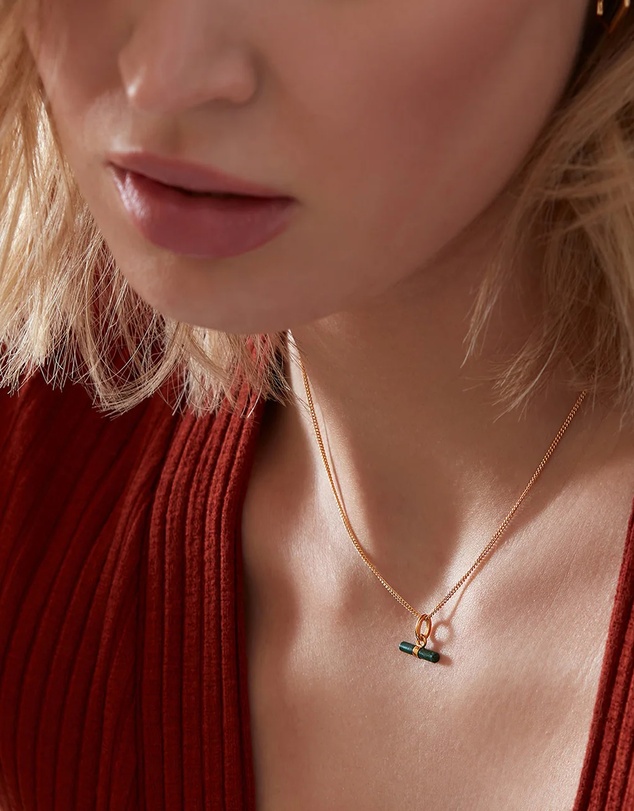 Rachel Jackson - Mini Malachite T-Bar Necklace