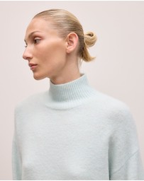 Trenery - Alpaca Merino Blend Relaxed Mock Neck in Faint Blue