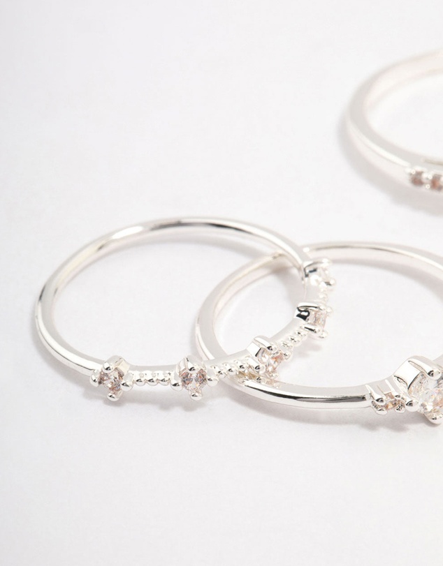 Lovisa - Silver Plated Elegant Stacking Ring 3-Pack