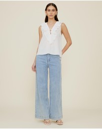 The Fated - Alexis Tie Front Ruffle Top