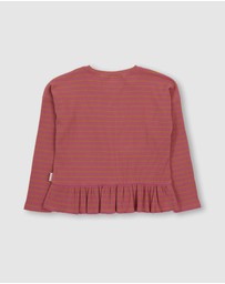 Olive & The Captain - Rose Stripe Boxy Frill Long Sleeve Top