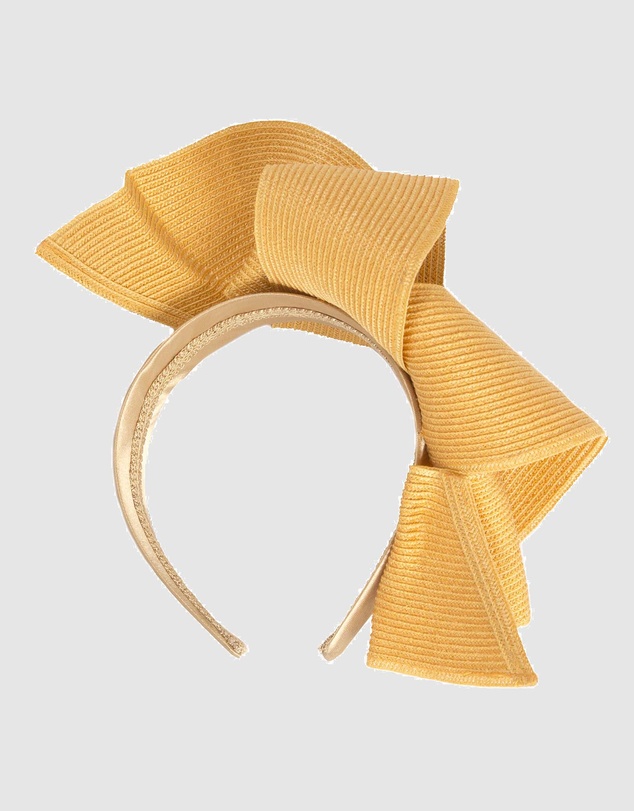Max Alexander - Large Wavy Mustard Racing Fascinator