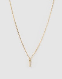 Izoa - Crystal Letter I Necklace Gold