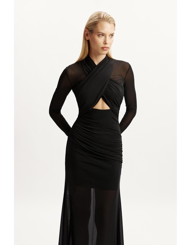 Bardot - Veria Wrap Mesh Maxi Dress
