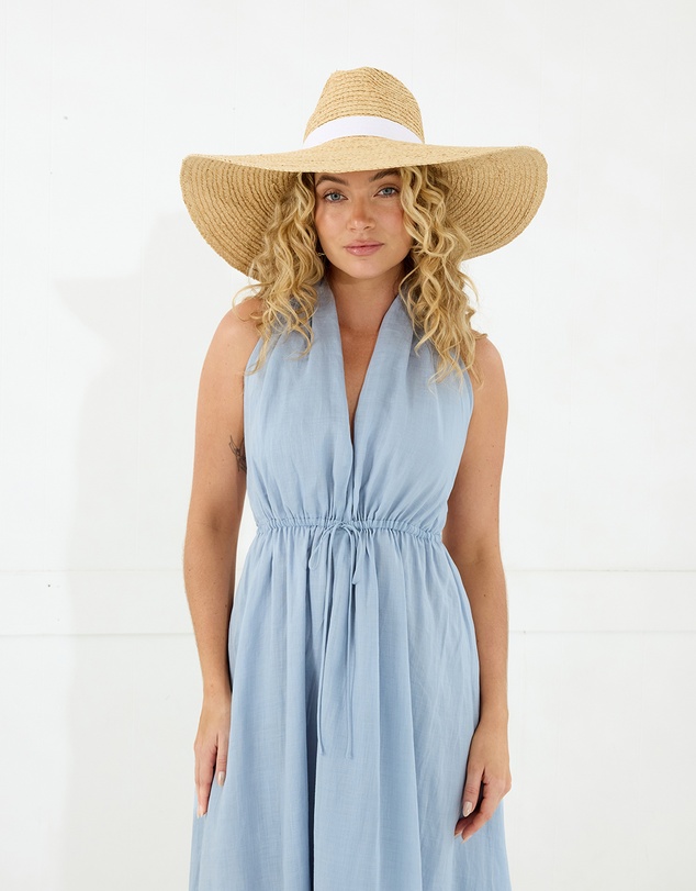 Morgan & Taylor - Camden Braided Raffia Wide-Brim Fedora in Natural Beige