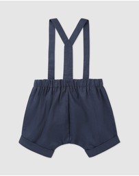 Designer Kidz - Finley Linen Suspender Shorts