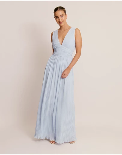 Six Stories - Pleated Plunge Maxi Dress