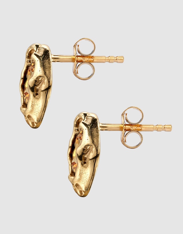 Elli Jewelry - Garnet Stud Earrings in Gold-Plated 925 Silver
