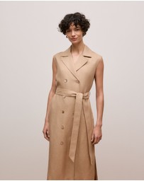 Trenery - Linen Twill Sleeveless Trench Dress in Light Camel
