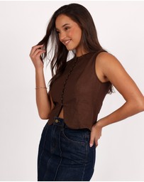 Petal & Pup - Daniella Linen Vest - Chocolate Brown