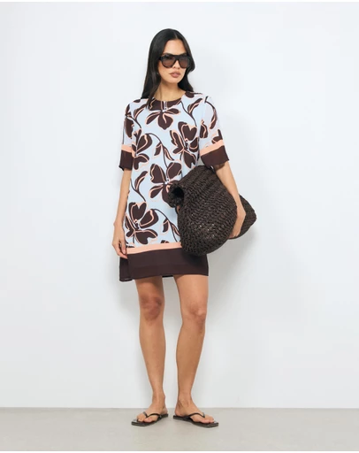 AERE - Nori Short Sleeve Viscose Mini Dress
