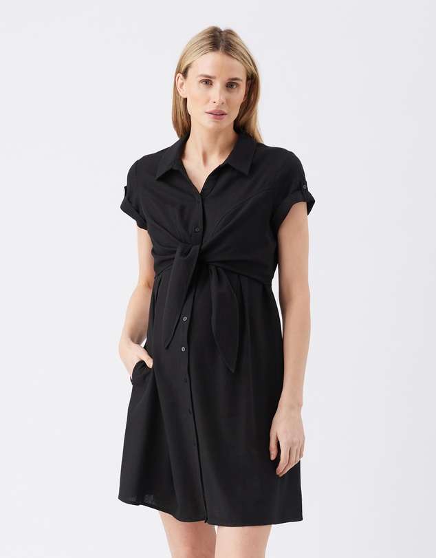 Ripe Maternity - Colette Tie Up Linen Dress