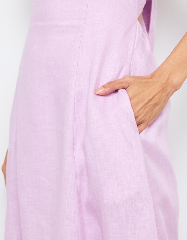 AERE - Lea Tie Back Linen Maxi Dress
