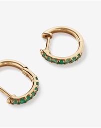 Michael Hill - Huggie Earrings with Emerald in 10kt Yellow Gold