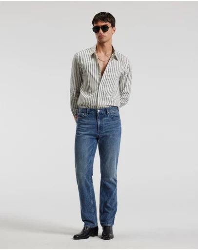 Calibre - Relaxed Cotton Striped Shirt Black Stripe