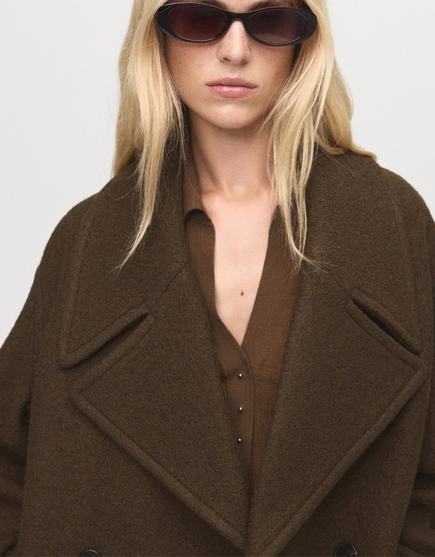 M.N.G - Oversized Wool Coat With Maxi Lapels