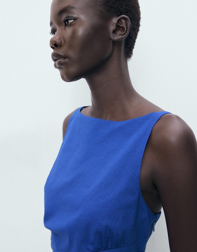 M.N.G - Linen Cotton Blend Draped Dress