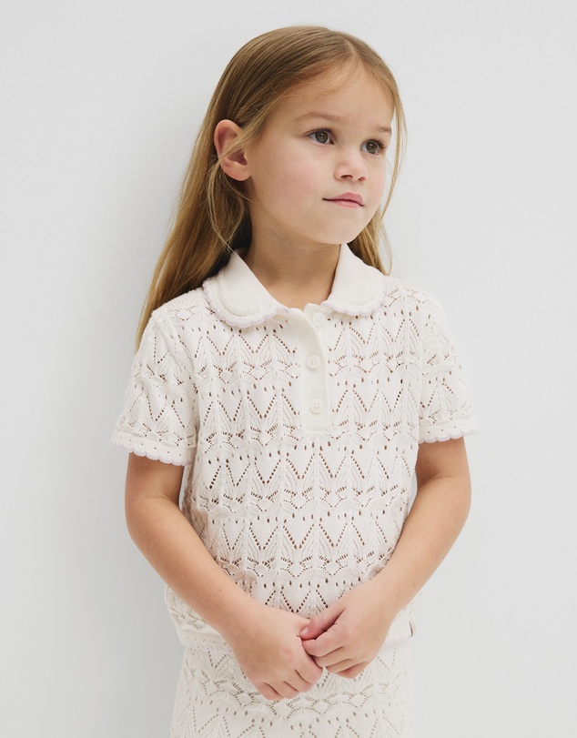 Country Road - Australian Cotton Short Sleeve Collar Knit Top
