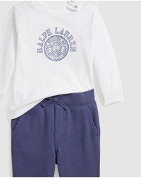 Polo Ralph Lauren - Logo Cotton Tee & Terry Jogger Pants Set - ICONIC EXCLUSIVE - Babies