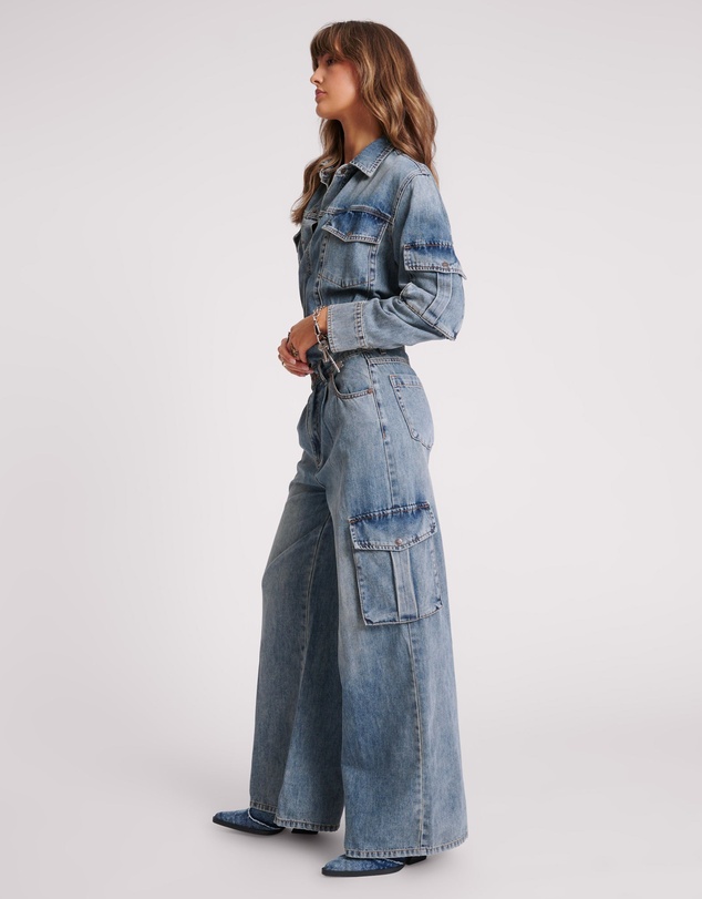 ONE TEASPOON - Blue Blossom Cargo Trucker Overall