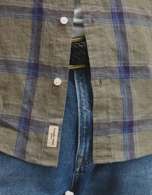 Country Road - Regular Fit Linen Windowpane Check Shirt