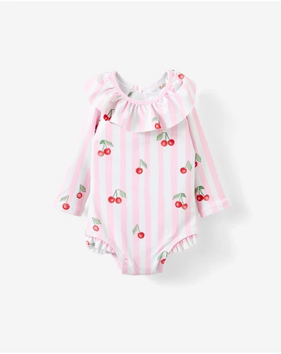 Cotton On Kids - Bonnie Long Sleeve Ruffle One Piece (Keyhole Back)