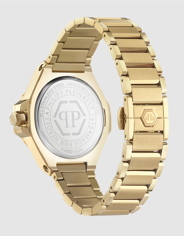 Philipp Plein - Plein Lady Royal - 39mm Black dial with baguette-cut crystals Gold-tone watch