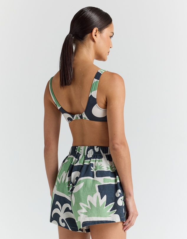 Poolside Paradiso - Beachcomber 100% Linen Slit Short - Palm