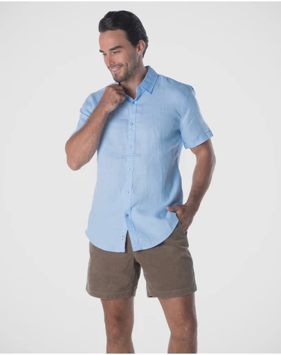Coast Clothing - Short Sleeve Linen Shirt - Summer Blue
